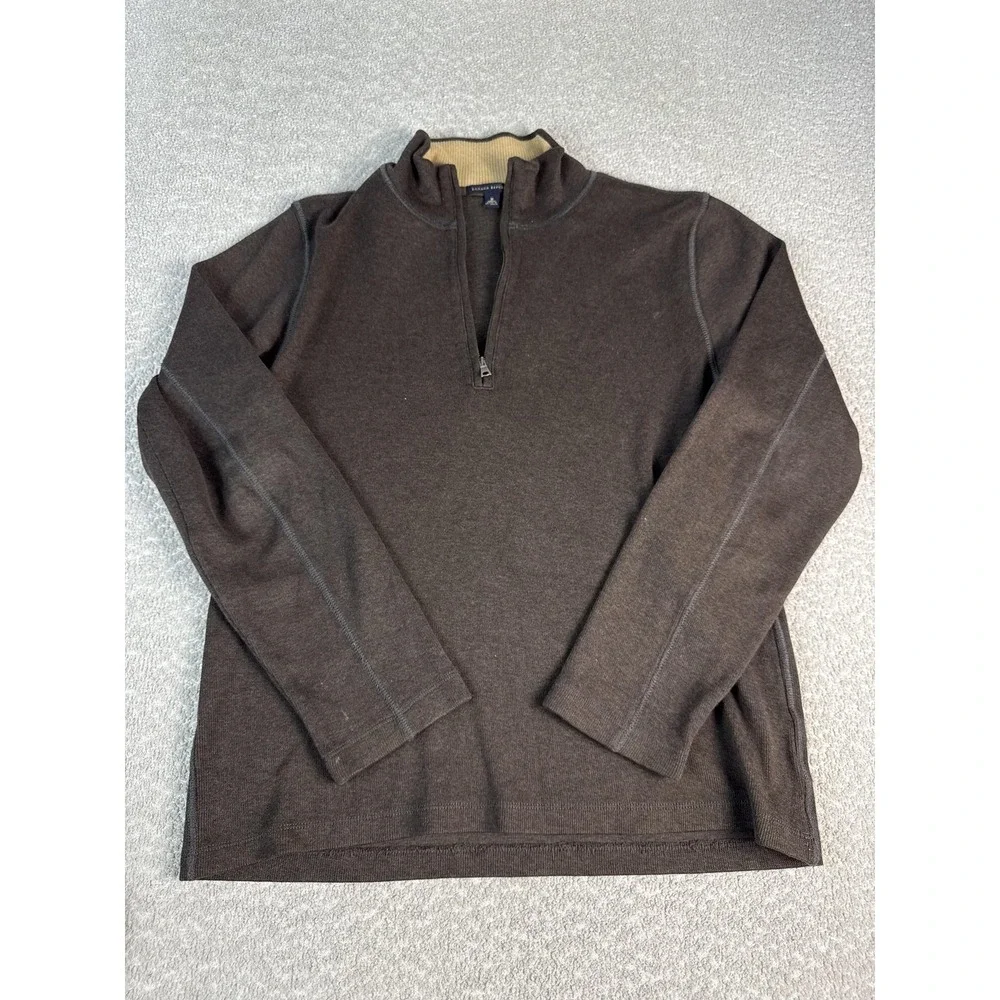 Banana Republic Sweater Mens Medium Brown Cotton‎ Quarter Zip Mock Neck Pullover